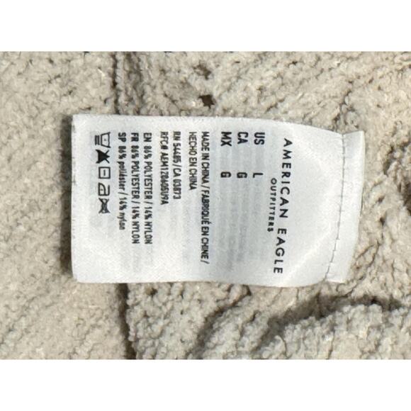 American Eagle Outfitters Sweater Womens Large White Open Knit V Neck Dolman - Picture 6 of 8